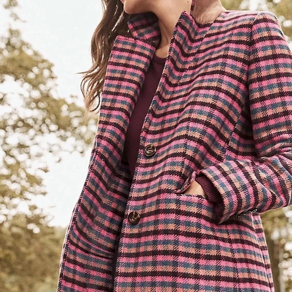 Ann Taylor Chesterfield Checked Coat S - Picture 3 of 7